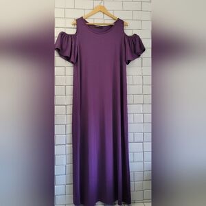 ZANZEA COLLECTION Women’s Cold Shoulder Straight Maxi Dress Short Sleeve Stretch